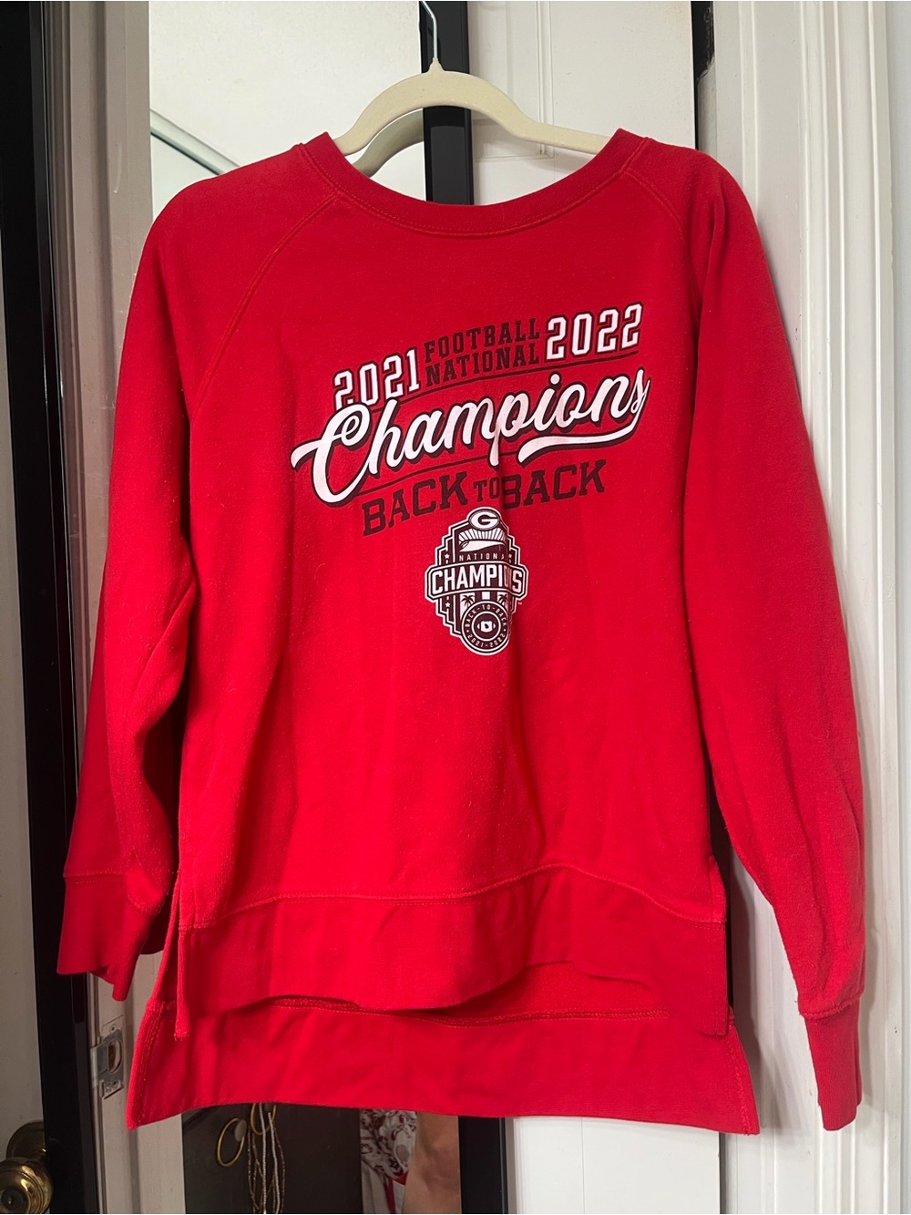 Women's Red Champions Back-to-Back Crewneck Sweatshirt